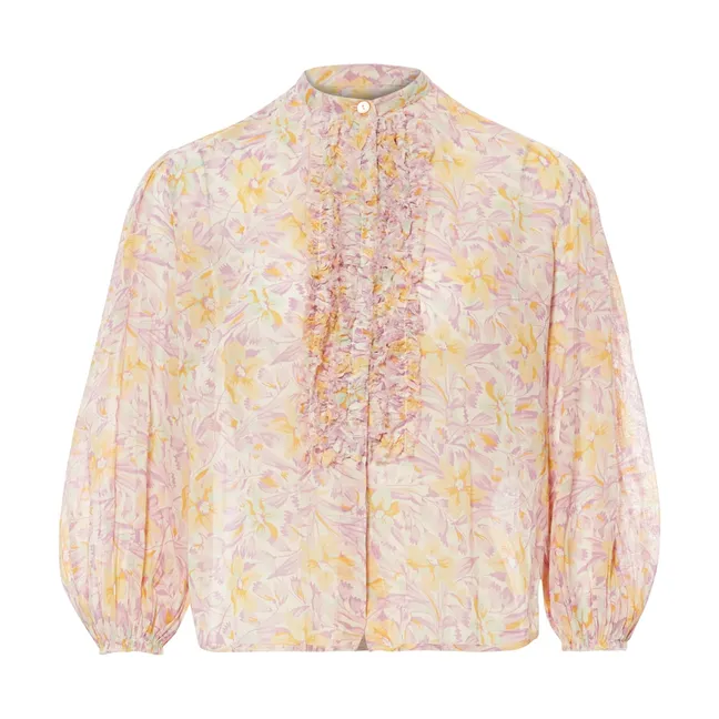 Printed Maguette Blouse | Pink