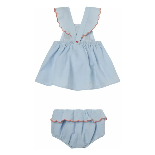 Conjunto de vestido y bloomer de lino | Vaquero