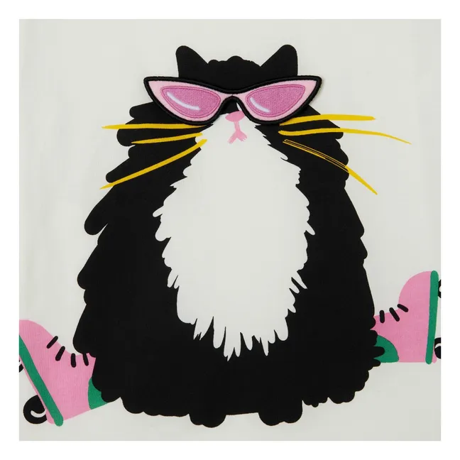 T-Shirt Katze mit Brille | Weiß