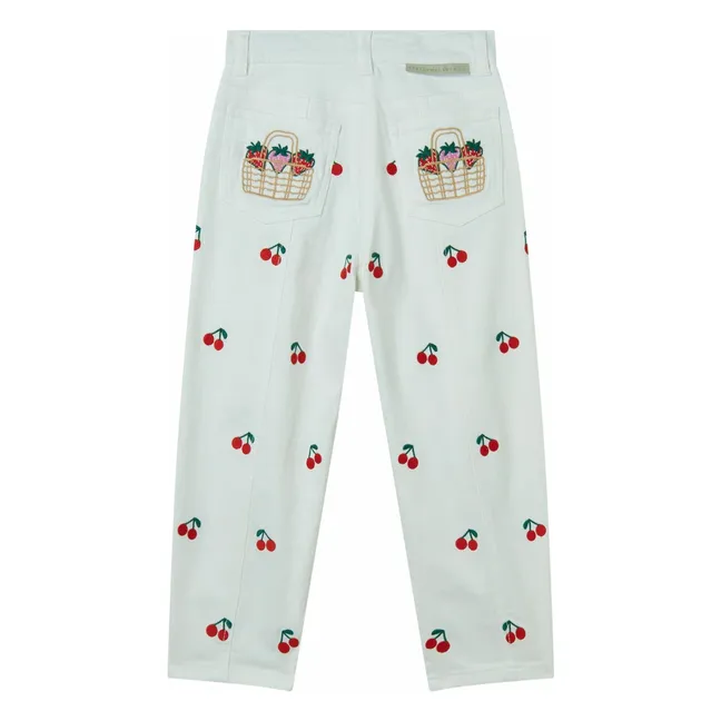 Pantaloni in gabardine di cotone Cerises | Bianco
