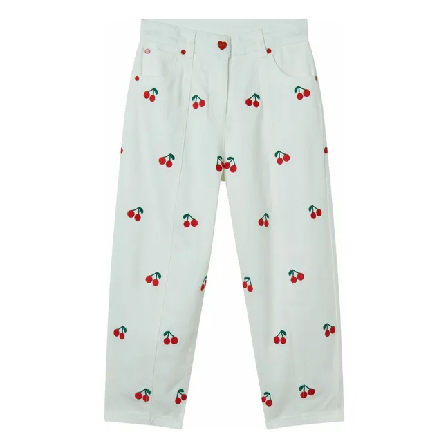 Pantaloni in gabardine di cotone Cerises | Bianco