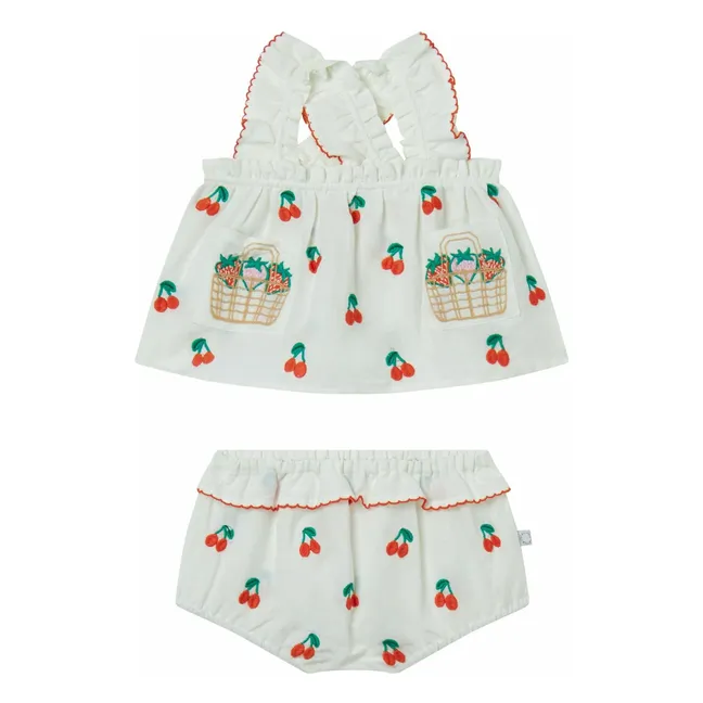 Conjunto de top y bombacho de lino Cerises | Crudo