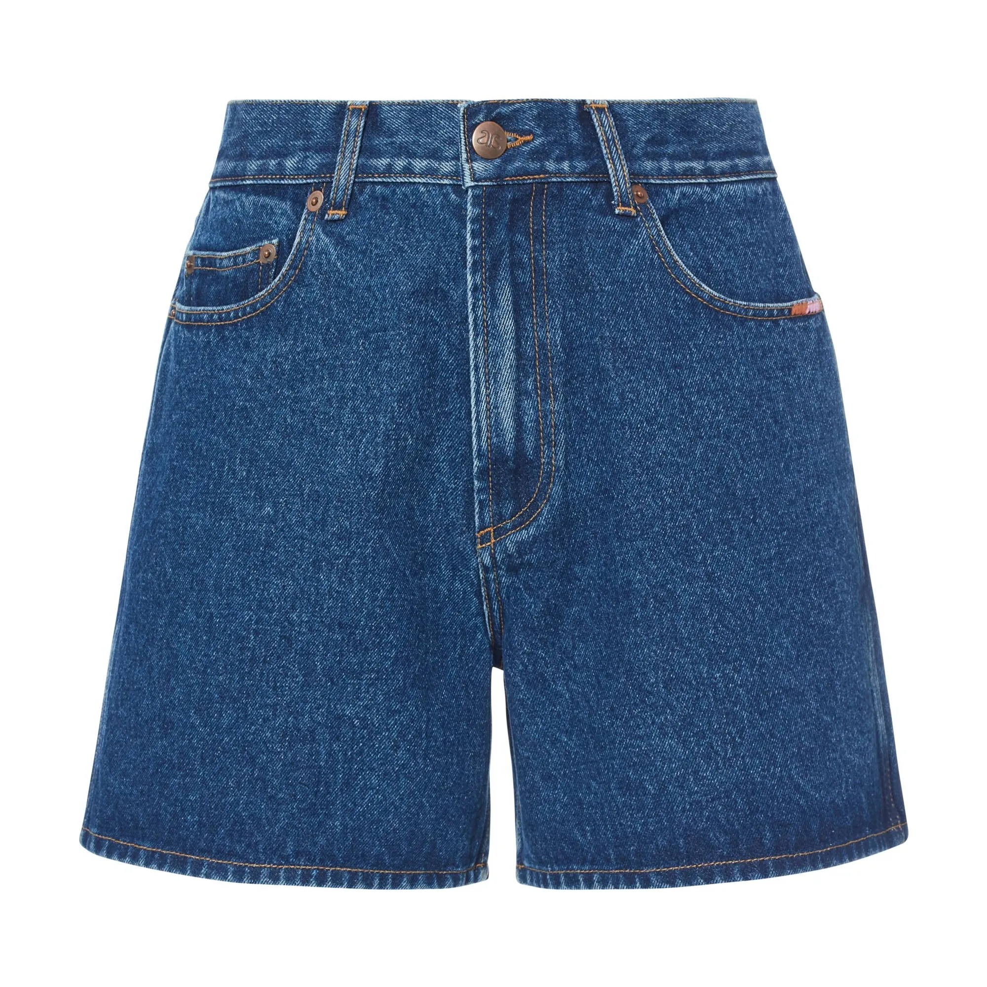 Alma Deia Denim Stonewashed Organic Cotton High-Waisted Shorts