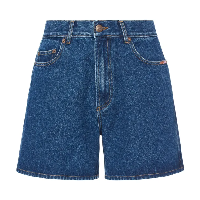 Shorts mit hoher Taille aus Bio-Baumwolle | Denim Stonewashed