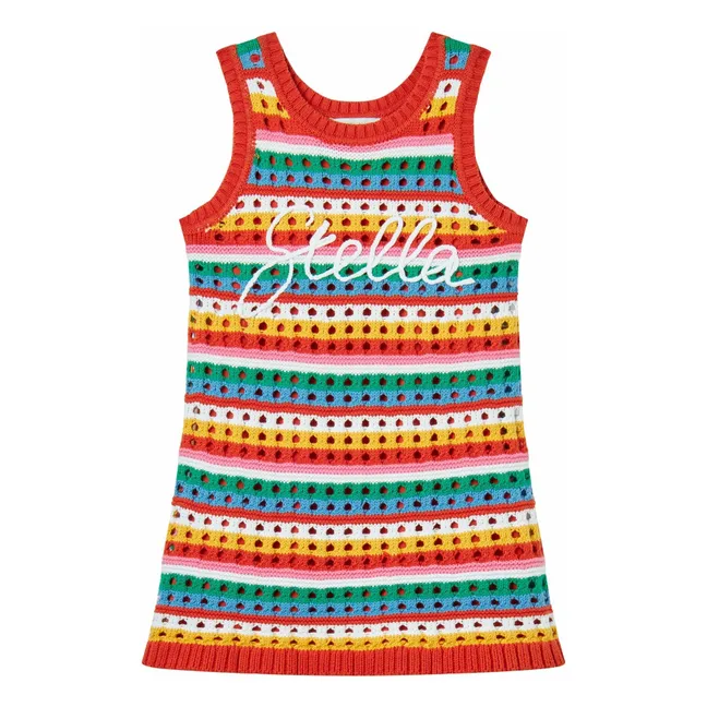 Striped Mesh Dress | Red