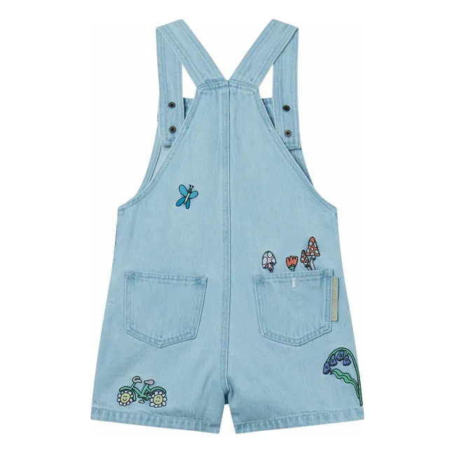 Salopette corta a fiori | Denim