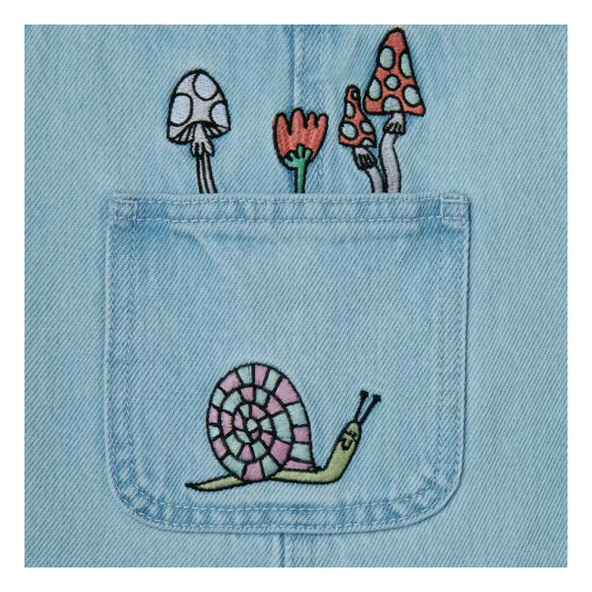 Short Flower Dungarees | Denim blue
