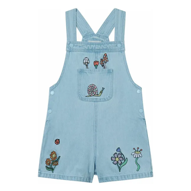 Salopette corta a fiori | Denim