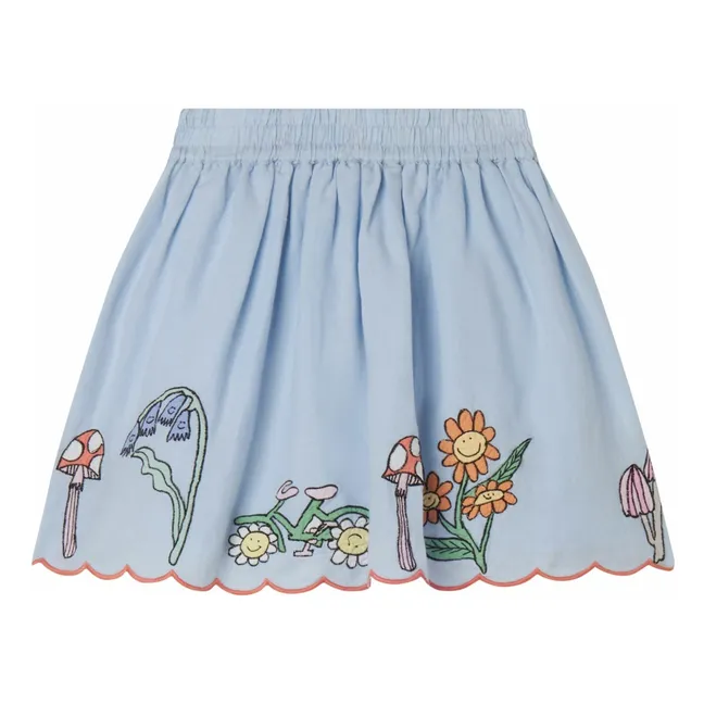 Gonne a fiori in lino | Azzurro