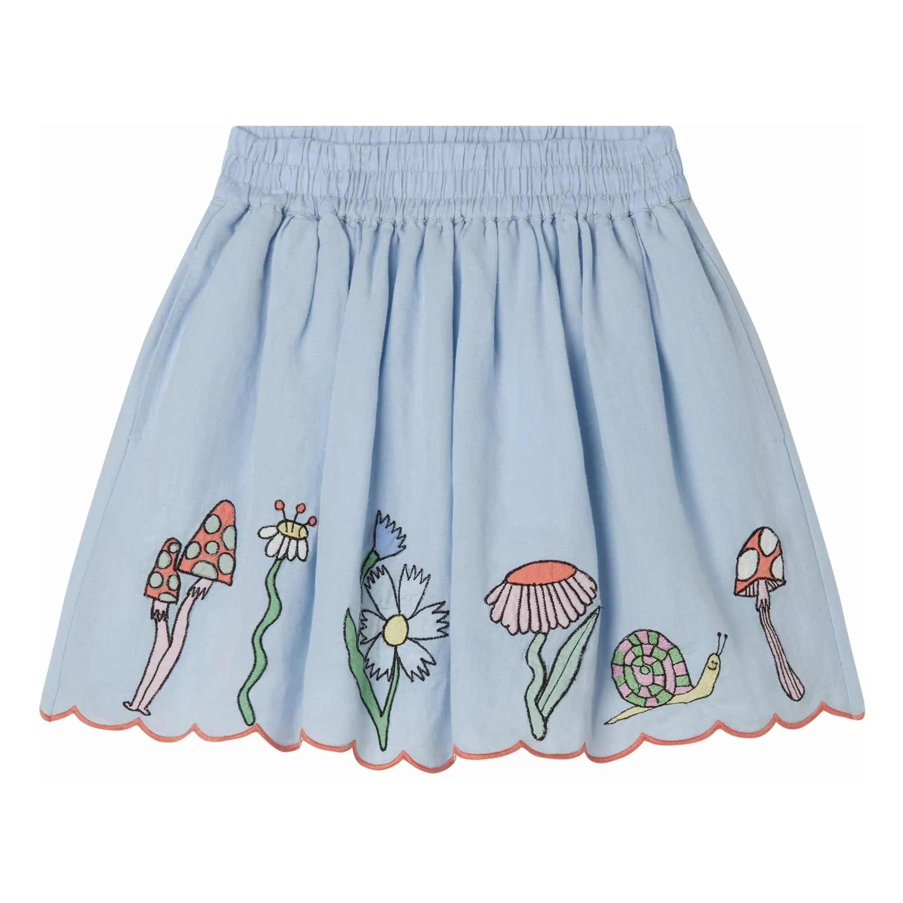 Stella Mccartney Kids Light Blue Linen Flower Skirts