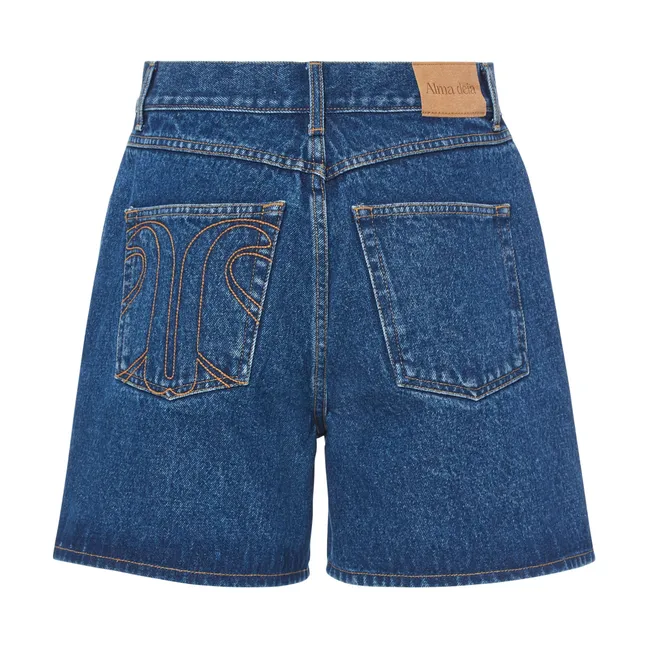Pantalones cortos de cintura alta de algodón ecológico | Vaquero Lavado