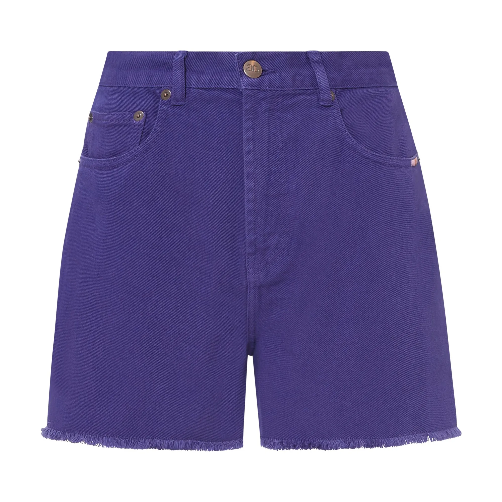 Alma Deia Blue Organic Cotton Denim Frayed Shorts