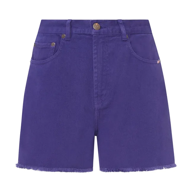 Pantalones cortos vaqueros deshilachados de algodón orgánico | Azul