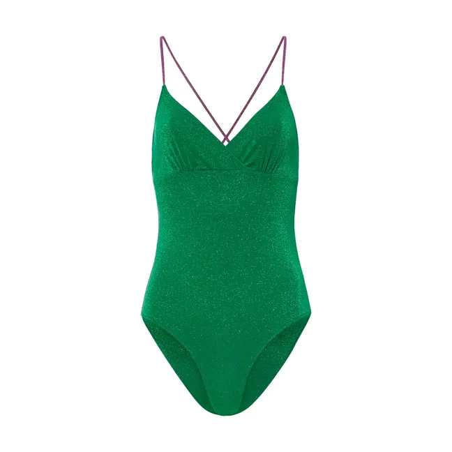 Summer Metallic 1-Piece Swimsuit | Emerald green