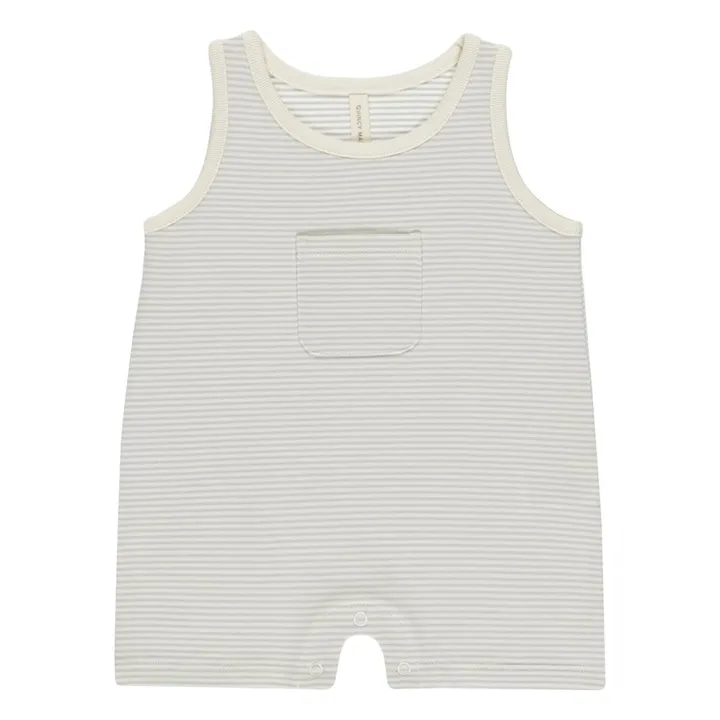 Combishort Rayures Poche | Ecru- Image produit n°0