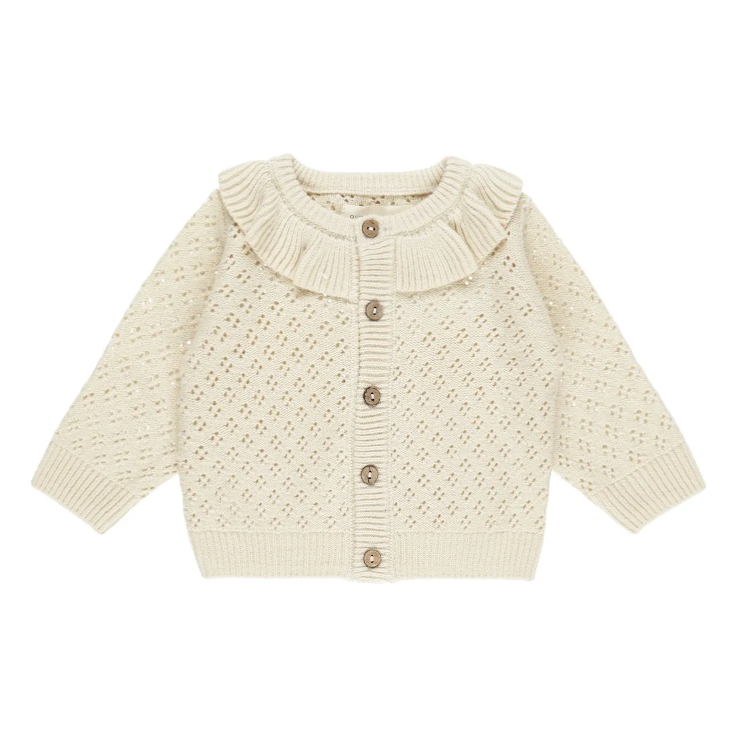 Quincy Mae Ecru Ruffle-Neck Vest