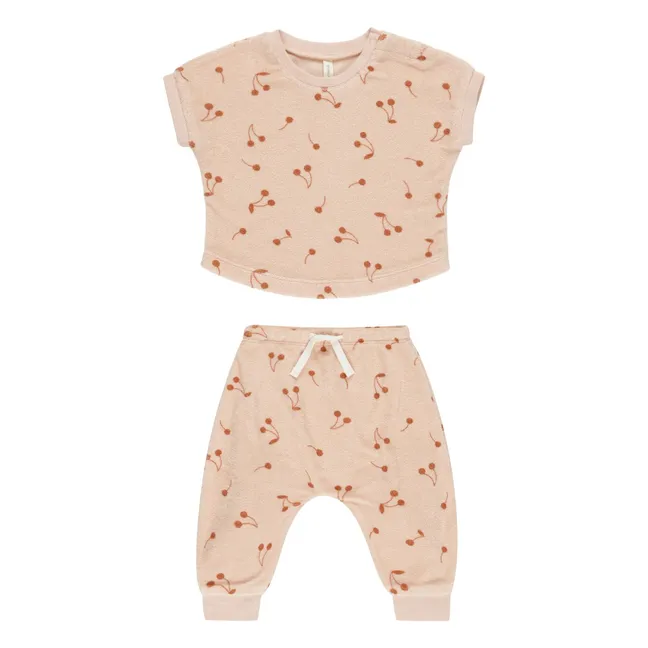 Conjunto de camiseta y pantalón de rizo | Rosa Pálido