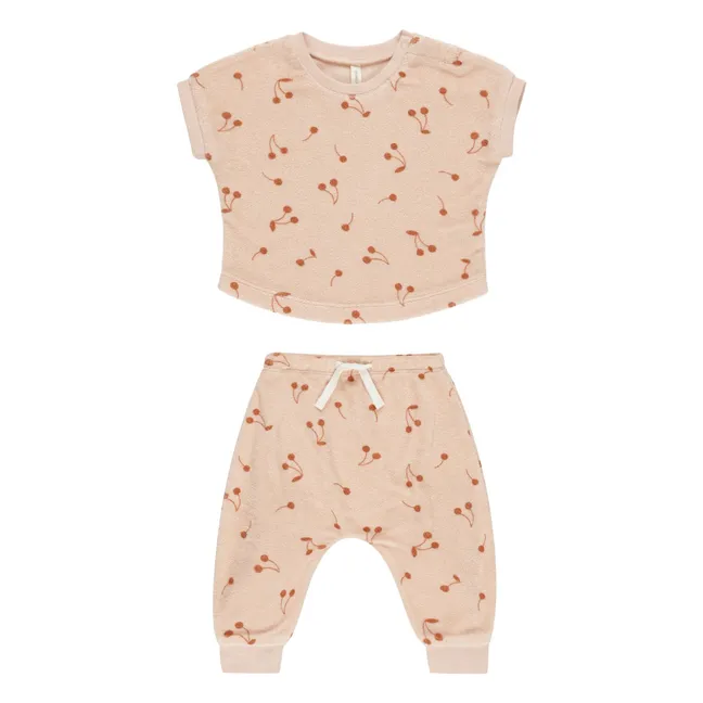 Set aus T-Shirt und Hose Terry Frottee | Blassrosa