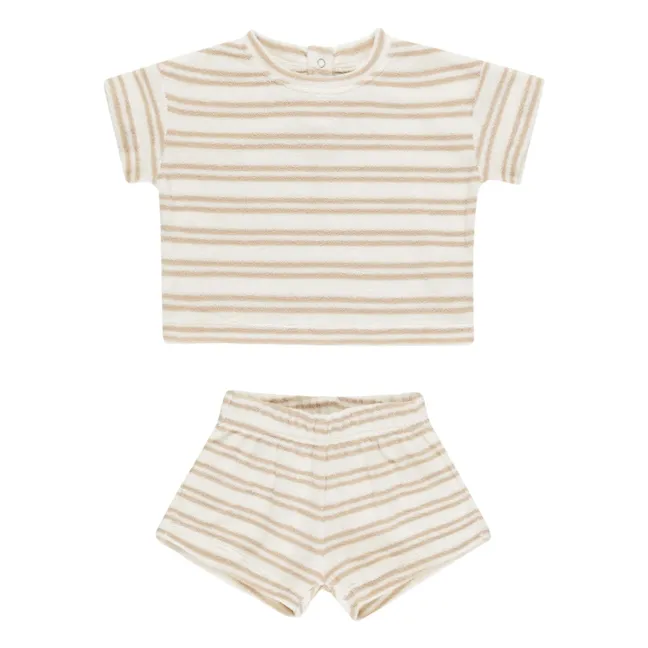 Set aus T-Shirt und Shorts Terry Frottee | Elfenbeinfarben