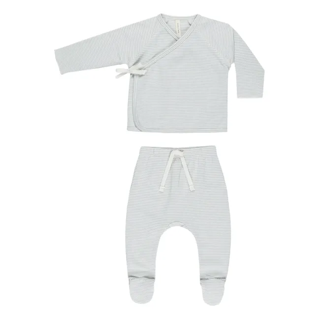 Ensemble T-shirt Croisé et Pantalon Pieds | Bleu gris