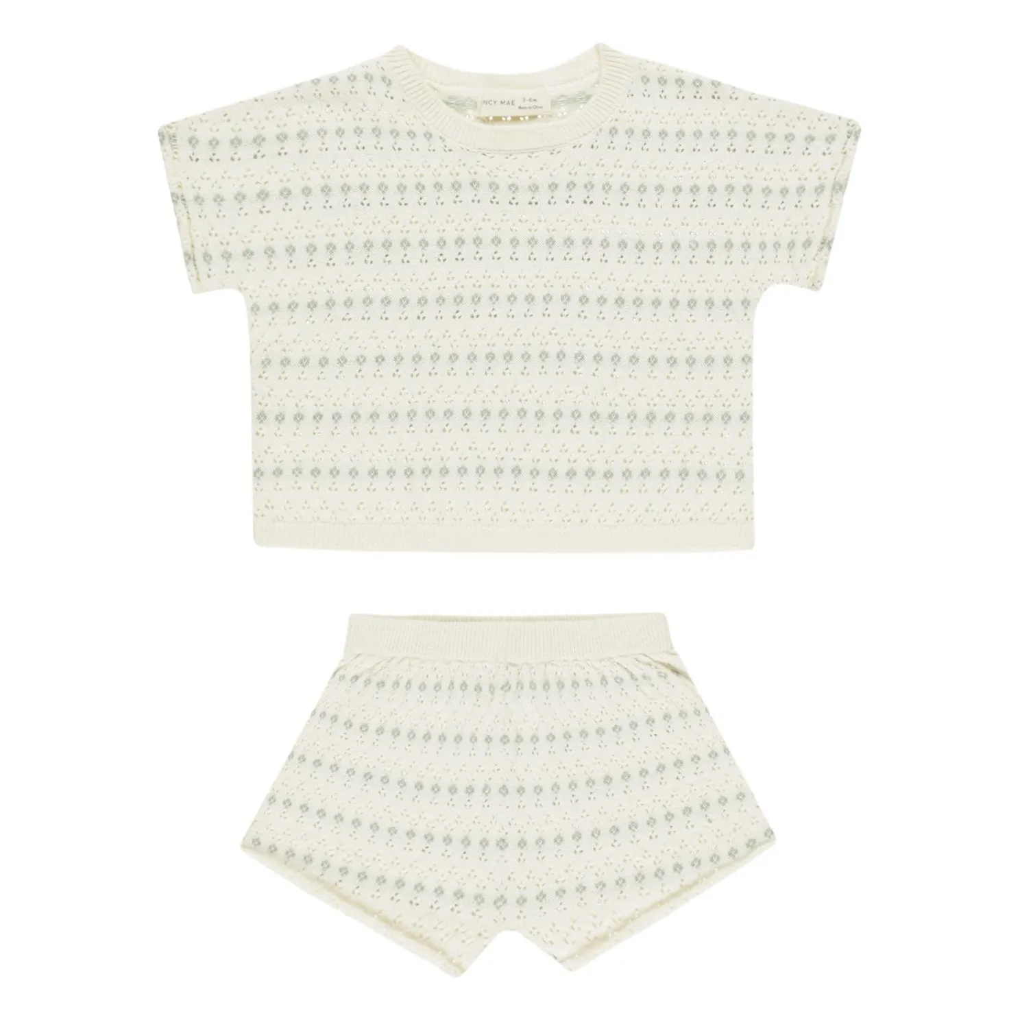 Quincy Mae Ivory Mesh T-Shirt And Short Set
