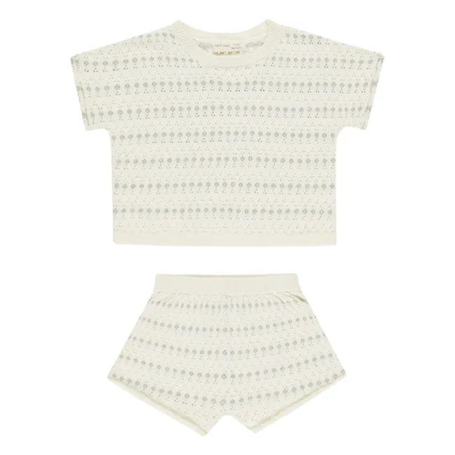 Mesh T-shirt and Short Set | Ivory