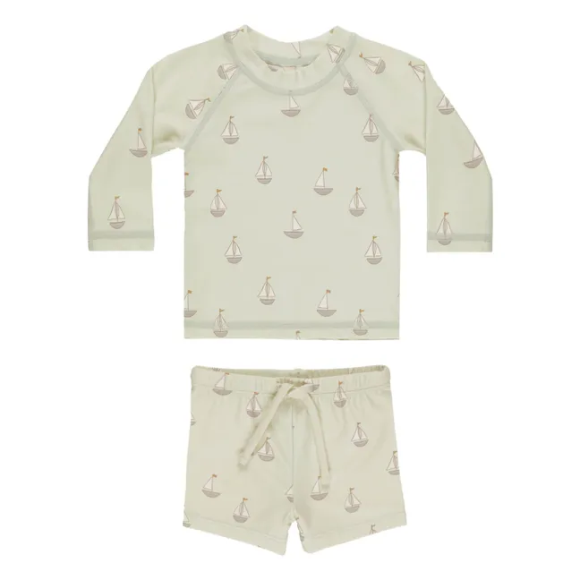 Finn T-Shirt und Rashguard Shorts Set | Blasses Grün