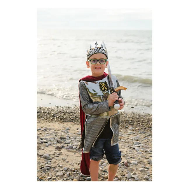 Kostüm eines Ritters mit seinem Umhang | Silber