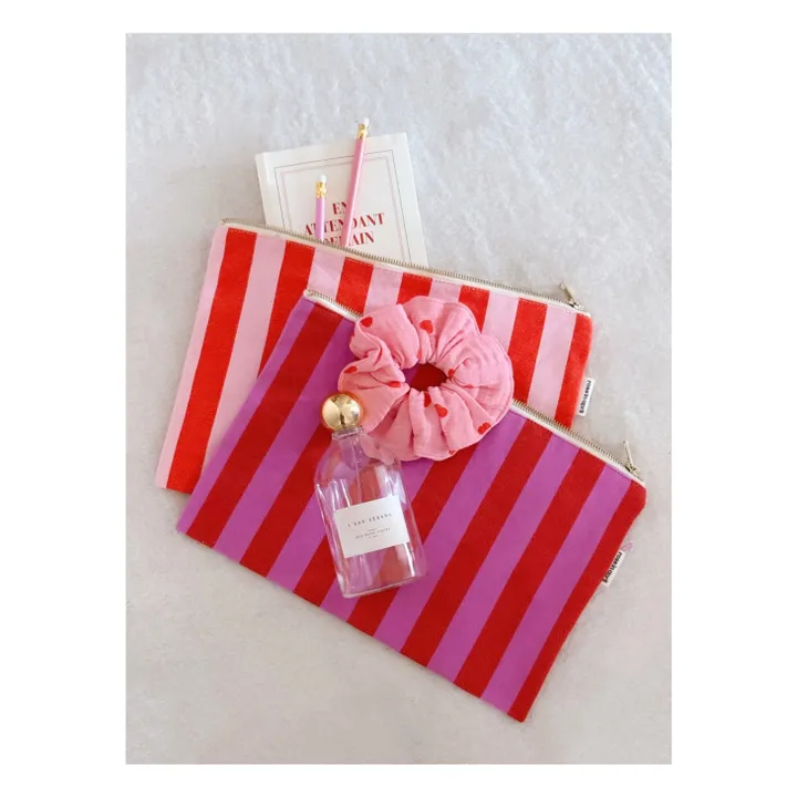 Bolso de mano a rayas Lili | Rojo- Imagen del producto n°5