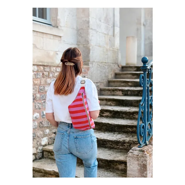 Striped fanny pack | Pale Pink