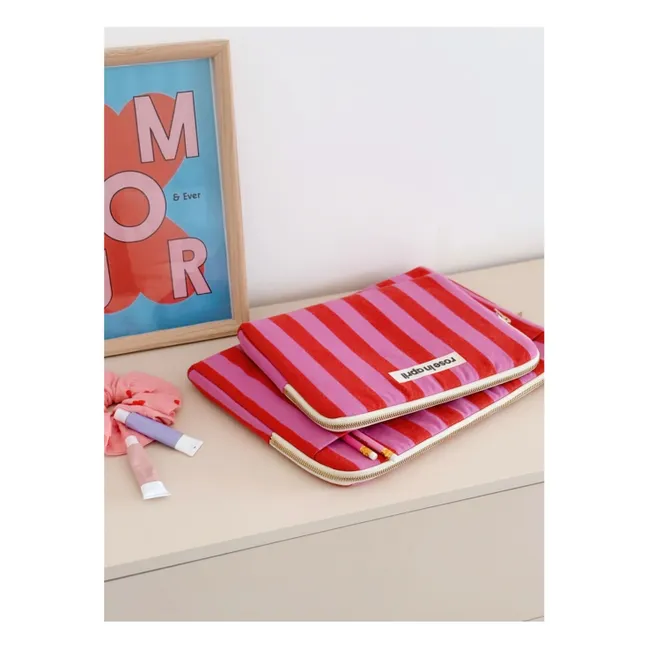 Housse d'ordinateur Octave rayée | Rose pâle