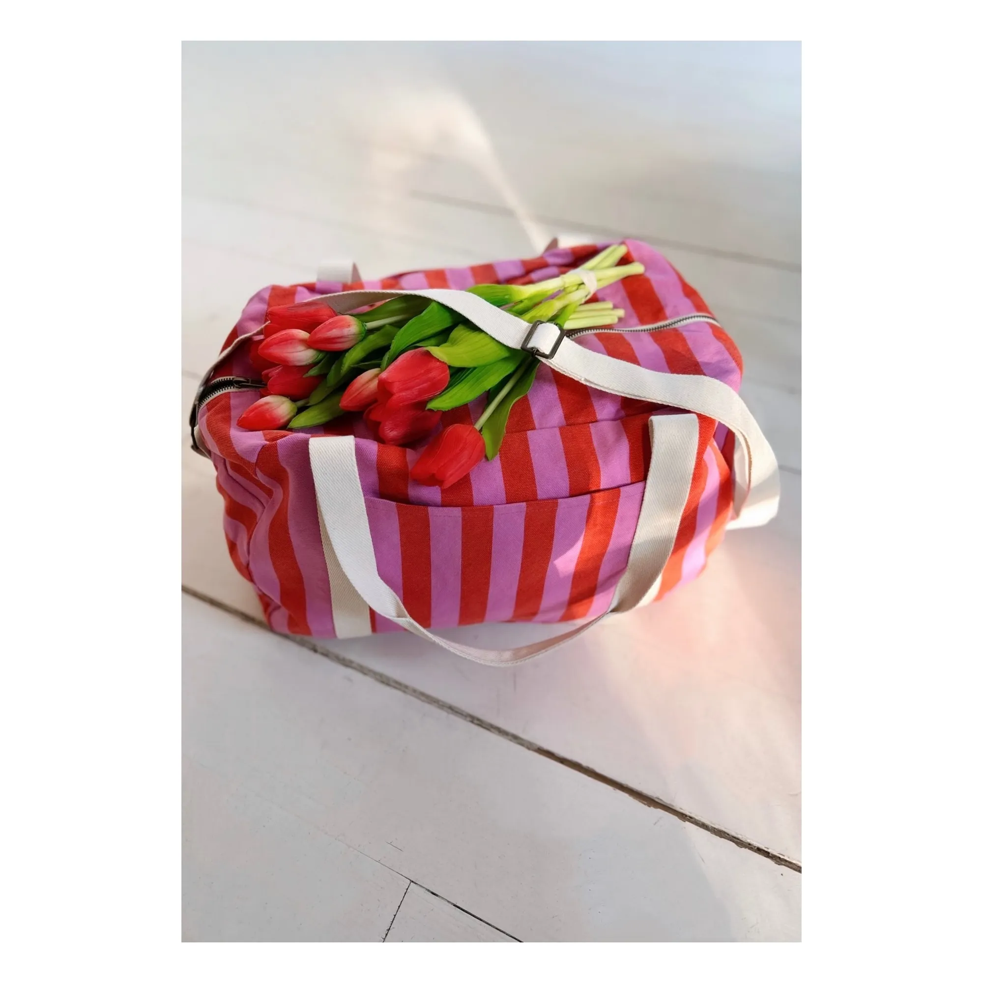 Sac à langer Raphaël rayé | Rose- Image produit n°2