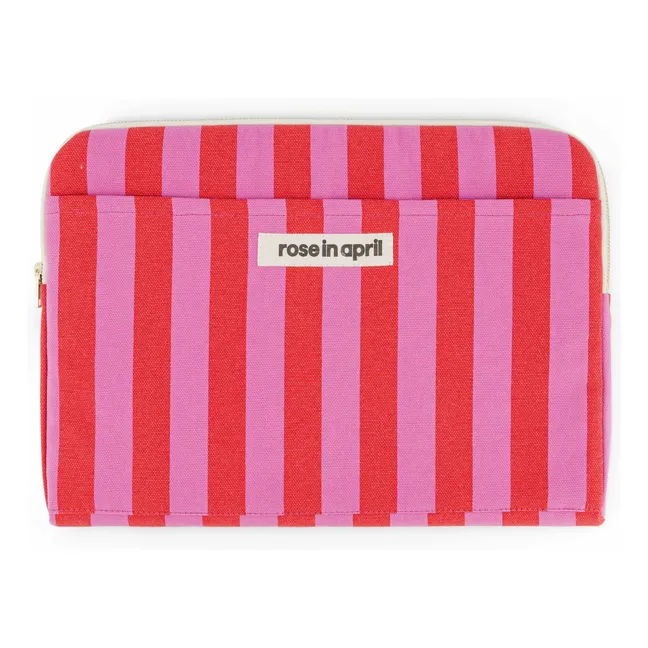 Housse d'ordinateur Octave rayée | Rose pâle
