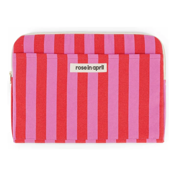 Housse d'ordinateur Octave rayée | Rose pâle- Image produit n°0