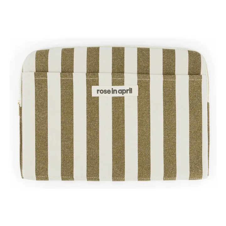 Funda de ordenador Octave, a rayas | Olive- Imagen del producto n°0