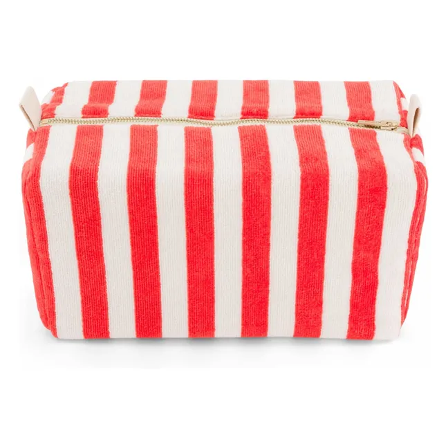 Borsa da toilette in spugna a righe Vic | Rosso