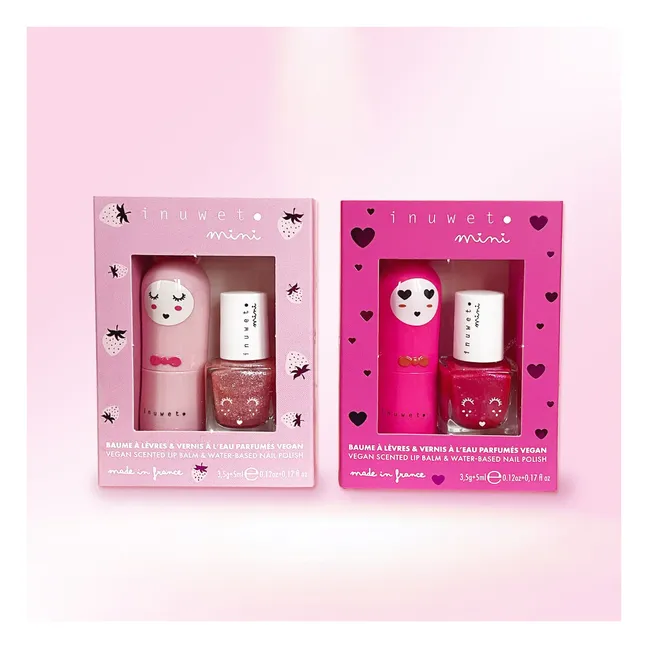 Coffret duo baume à lèvres et vernis à l'eau Fraise  