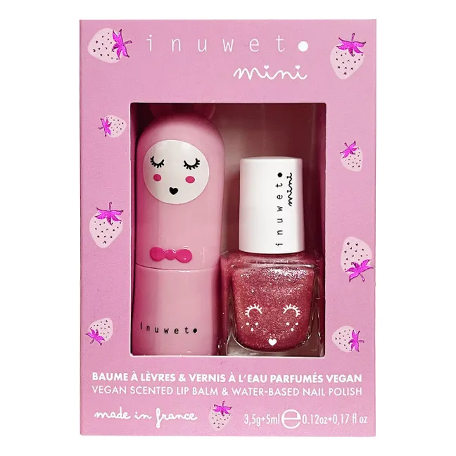 Coffret duo baume à lèvres et vernis à l'eau Fraise  