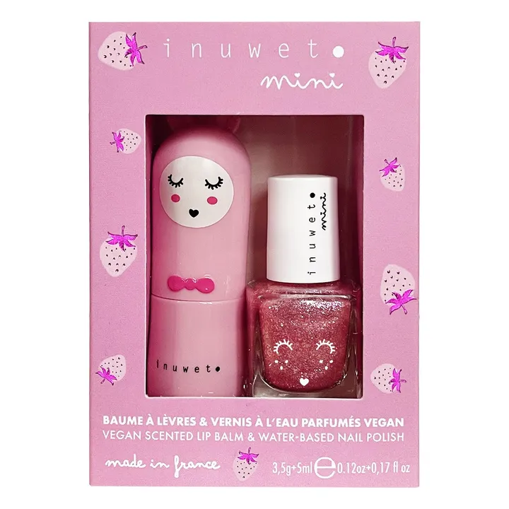 Strawberry lip balm and water-based varnish duo set  - Product image n°2