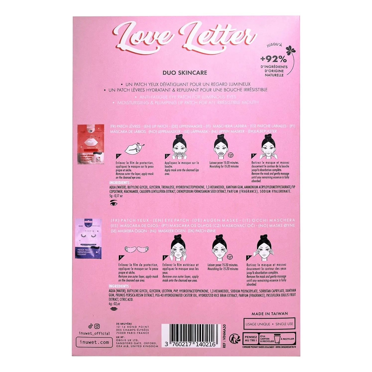 Coffret patch yeux et lèvres Love letter - Image produit n°3