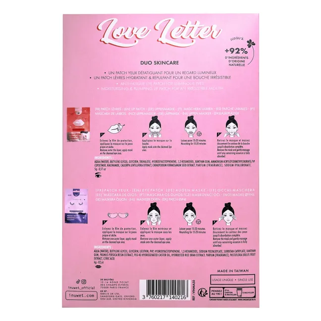 Set di patch per occhi e labbra con lettera d'amore 