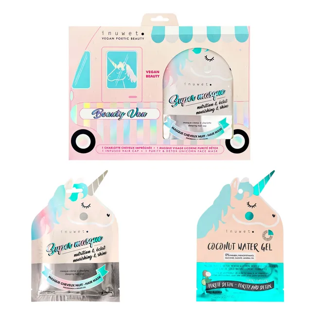 Set di maschere per capelli e viso all'unicorno Beauty Van 
