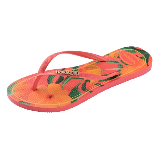 Slim Tropical flip-flops | Coral