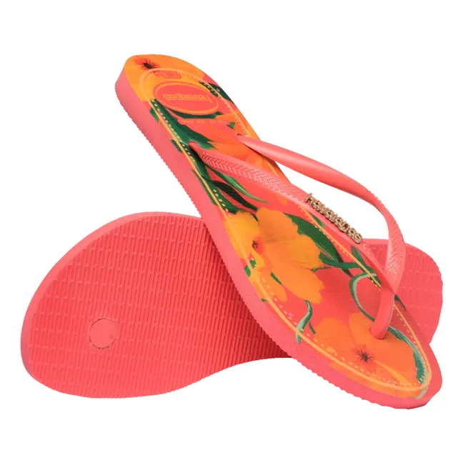 Slim Tropical flip-flops | Coral