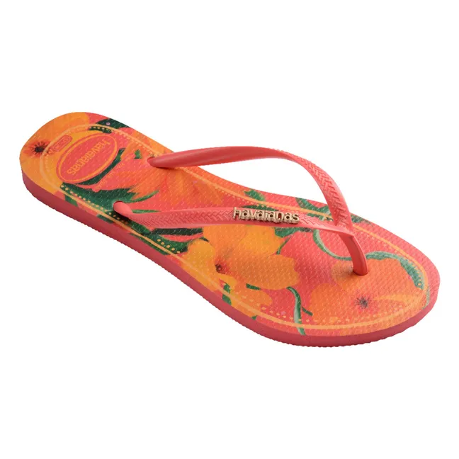 Slim Tropical flip-flops | Coral