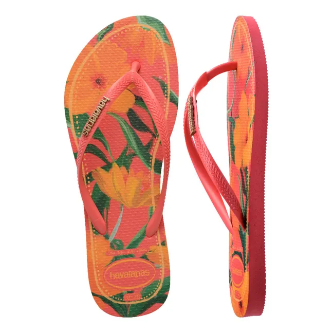 Slim Tropical flip-flops | Coral