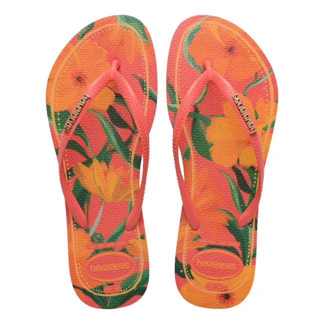 Slim Tropical flip-flops | Coral