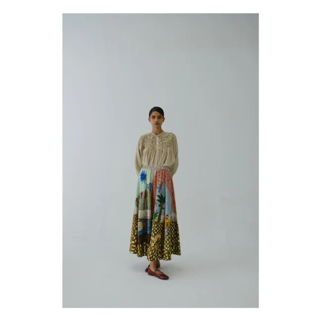 Circle Alice Satin and Cotton Skirt | Dusty Pink