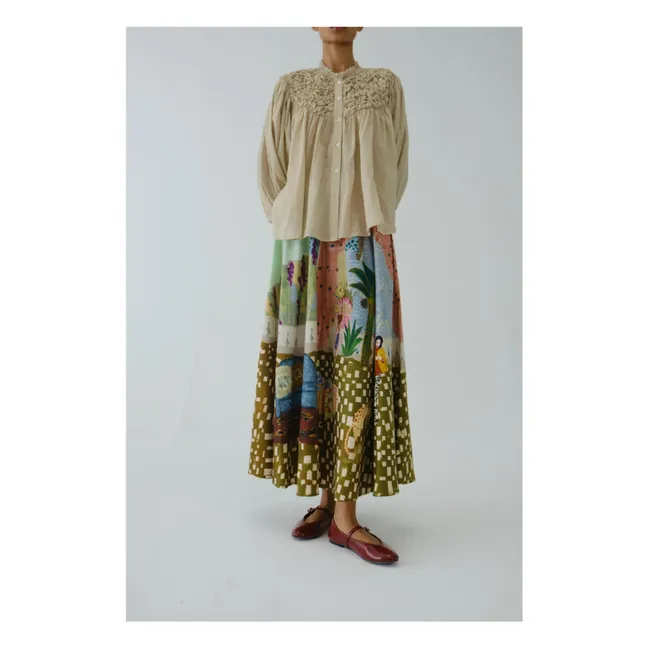 Circle Alice Satin and Cotton Skirt | Dusty Pink