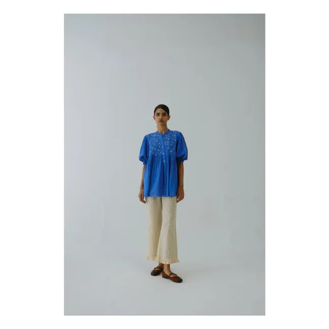 Blusa bordada Nova | Azul eléctrico